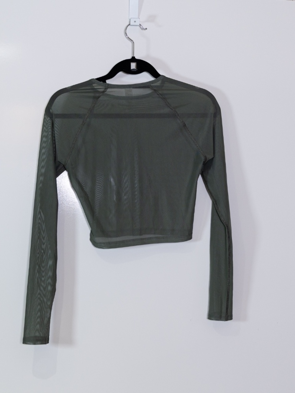 Beyond Yoga Women's Show Off Sheer Mesh Long Sleeve Cropped Top Modern Olive XS - Picture 3 of 3